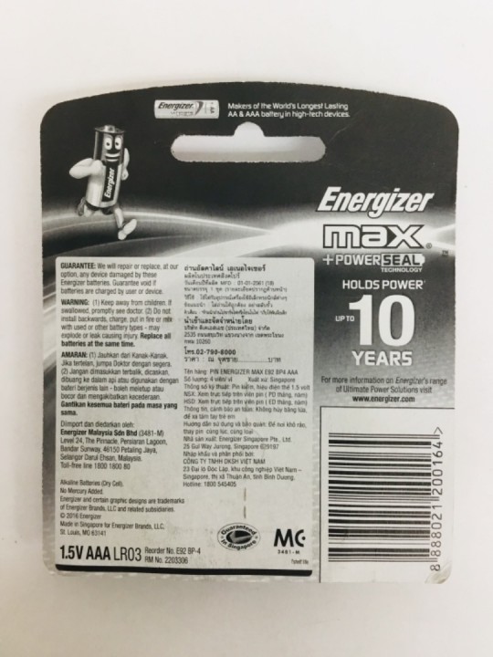 ENERGIZER Max AAA 4PC