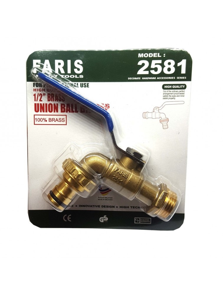 1/2" FARIS Brass Union Bib Tap (2581)